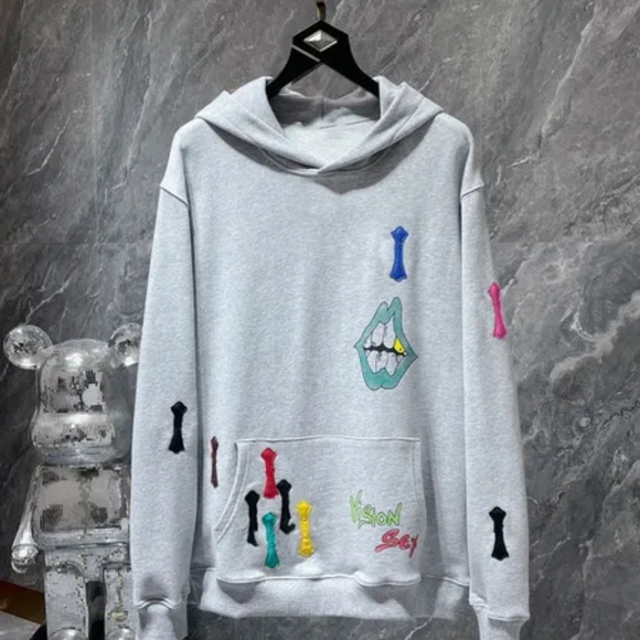 Gray Hoodie with Colorful Accents